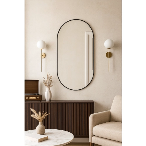 Lustro owalne w ramie czarnej MDF SLIM - OLI - kolor ramy do wyboru